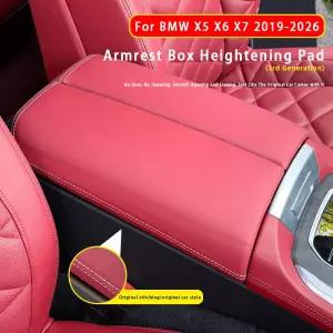 BMW X5 X6 X7 G05 G06 G07 2092026 가죽 자동차 센터 콘솔 팔걸이 박스 패드 보호 패널 커버 내부 액세서리