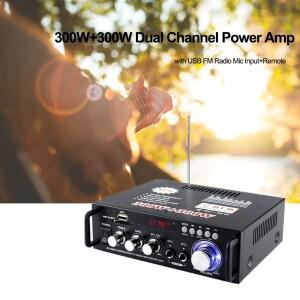 12V/220V BT-298A 2CH LCD 디스플레이 300W+300W EU 플러그 HIFI 오디오 스테레오 전력 증폭기 Bluetooth