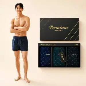 TRY 남성팬티 면100 트렁크 3매세트 80수 주자직 프리미엄 레이더스박서X-2유색D