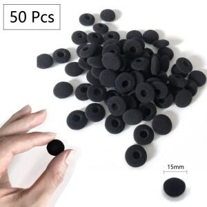 50Pcs 미니 이어폰 코튼 필터 15mm 스폰지 귀 패드 쿠션 Anti-slip 플렉시블 소프트 헤드셋 커버 헤드폰 Ea