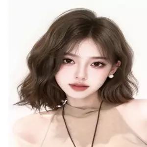 여성 쿨 브라운 컬러 물결 웨이브 단발머리 통가발 자연스러운 WFOBO7T