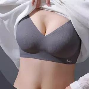 그레이 라텍스 브라렛 노와이어 패드 스포츠브라 여성 속옷 WFNYUCN