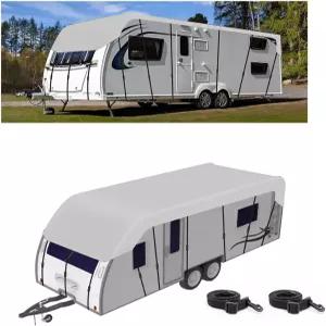 xumcLRSM 캠핑카 커버 12-42피트 트레일러 방수 바람 비 눈 방지 타프 클래스 C Rv 그레이-5x3m