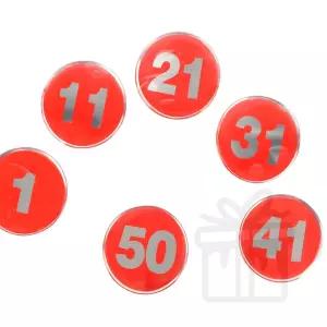에폭시 원형 번호판 원형 62mm 에폭시 번호판 레드 1~50