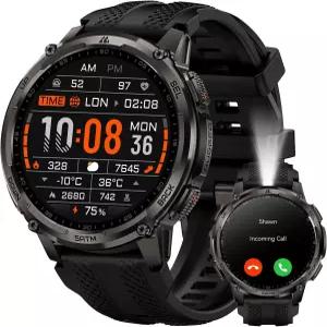 LED 손전등이 장착된 남성용 KOSPET 탱크 T4C 스마트 워치 15인치 AMOLED 디스플레이 듀얼 밴드 GPS 및