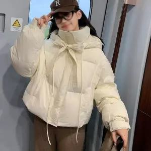 후드 스트링 귀여운 하이넥 데일리 숏패딩 여성패딩 여자패딩 짧은패딩 (WD4E4E2)