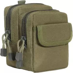 서바이벌 게임 MOLLE 호환 유틸리티 벨트/백팩 부착용 MILQUEST 벨트 파우치 전술 3 포켓 대형 지퍼(올리브 드라브) Black