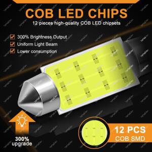 10/20/30/50pcs C5W 꽃줄 31mm LED 전구 C10W 12V COB 6500K 화이트 자동차 인테리어 돔 트렁크 번호판 조