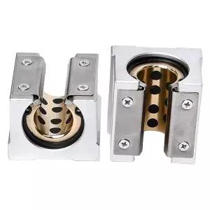 Bopaodao 2Pcs SBR16U 16mm 흑연 구리 슬리브가 포함된 선형 모션 슬라이더 블록 가이드 레일 알루미늄 CNC