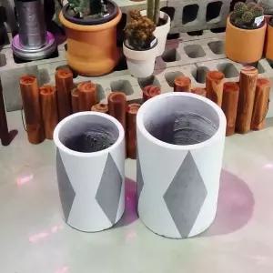 20x30 25x35cm) 2개셋모던 시멘트화분 긴원형 화이트 다이아/도기분/거실/도기/화분/도자기분/도자기/가정