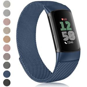 Fitbit Charge 6 용 마그네틱 스트랩 팔찌 액세서리 시계 밴드 교체 금속 밀라노 루프 손목