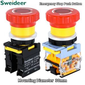 비상 정지 푸시 버튼 스위치 버섯 헤드 전원 제어 전기 스타터 10A 빛 12V220V24V 30MM