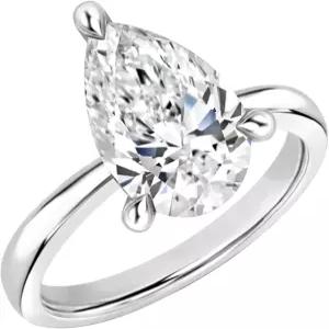 블래즐링록 컬렉션 0.50캐럿 피어 랩 재배 화이트 다이아몬드 솔리테어 14K 솔리드 골드 여성용 약혼 반지