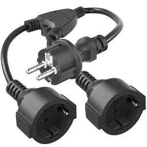 EU 유럽 전원 익스텐션 코드  콘센트 2 개  IP20 수-암 소켓 플러그 케이블  PC 컴퓨터 5cm  16A  250V