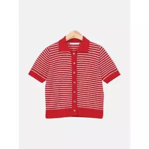 엘케이트 여성 여름 쿨 오피스 데일리 베이직 단가라 부클 카라 반팔 가디건 LSLOT02