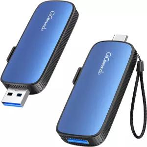 기문도 128GB 외장 휴대용 SSD 최대 1073MB/s 듀얼 포트 USB C 엄지 드라이브 3.2세대 A 솔리드 스테이트