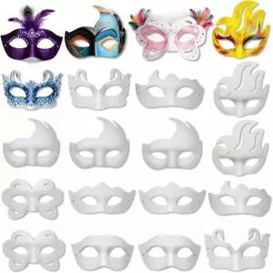 Hcaiip 5 PCS DIY 화이트 가면극 마스크 종이 블랭크 하프 페이스 공예 아트 플레인 페인팅 가능한 마디