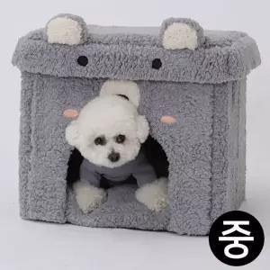[셀러에이드]대형 애견 고양이 개집 차콜그레이 강아지집 뽀글이 곰돌이 하우스