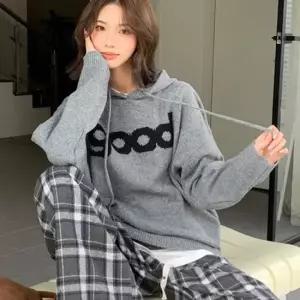 친절한탄씨 루즈핏 레터링 니트 후드티 1P 봄가을 데일리 티셔츠 루즈핏후드티 니트후드티