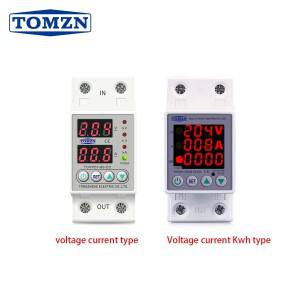 TOMZN Din 레일 듀얼 디스플레이 조절 가능 과전압 전류 보호 장치 릴레이 40A 63A 100A 220V 230V