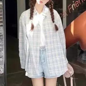 걸치기좋은 코튼 긴팔 체크셔츠 오버핏 봄가을 남방 여자가을셔츠 언발셔츠 여성셔츠