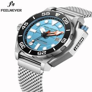 FeelNever 2024  최고  남성  시계 1000m 방수 축광 자동 기계식 relogios masculino