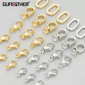 GUFEATHER MF91 쥬얼리 액세서리 18k 금 로듐 도금 구리 DIY 참 후크 걸쇠 제작 6 개/로트