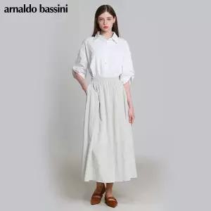 [아날도바시니(ARNALDO BASSINI)] 밴딩 코튼나일론 롱스커트 (택가격: 118000원)