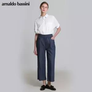 [아날도바시니(ARNALDO BASSINI)] 전체밴딩 포켓 와이드 진청 데님 (택가격: 118000원)