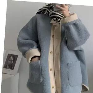 여성 3컬러 겨울 따뜻한 단추 뽀글이 양털 후리스점퍼