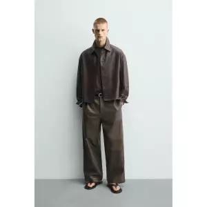 ZARA B올O온 핏 LEA더R 팬츠 - 브라운 252트루522700