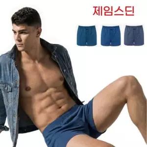 제임스딘 면100% 남성 트렁크 팬티 3매입 순면 사각팬티 세트 WFNK59L