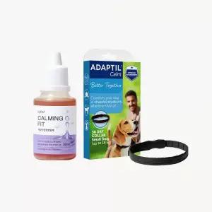 어뎁틸 반려견 긴장 불안 해소 목걸이 캄 칼라 + 안정 영양제 카밍핏 SET 소형견용 MNS