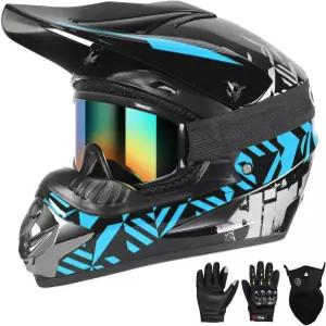 스파크 닷 인증 청소년 모터크로스 헬멧 더트 바이크 오프로드 BMX MX ATV용 풀페이스 경량 및 통기성 장갑
