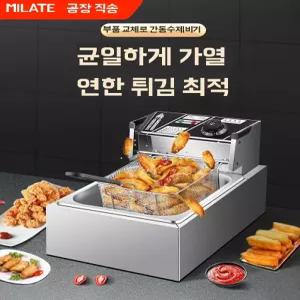 탁상형 전기 튀김기 이중 탱크 업소용 2구 호프 프라이어 11L 꼬치