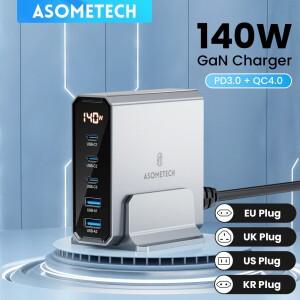 ASOMETECH 140W GaN USB C 타입 고속 충전기, 다중 포트 QC4.0 PD 고속 충전기, 맥북 노트북 태블릿 아이폰