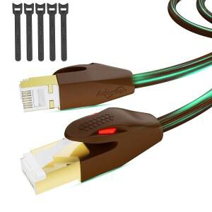 ADOREDEN CAT 이더넷 케이블 FT 브라운 고속 40GBPS 2000MHZ 네트워크 인터넷 FTP 차폐 26AWG 브레이드 헤비 듀티 RJ45 LAN 코드 CAT 6A 6E 게이밍 PC WIFI 모뎀 라우터 타이용 POE