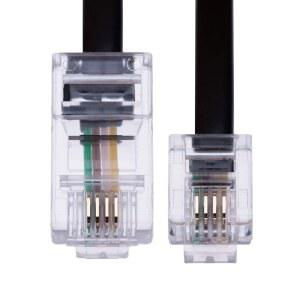 5M RJ11에서 RJ45 케이블 이더넷 모뎀 데이터 전화 ASDL 패치 리드 광대역 고속 BT 인터넷 플러그 6P4C에서 8P8C까지 모뎀 라우터 유선 케이블 블랙 호환되는 플랫 네트워크 확장 코드 블랙