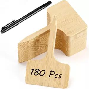 180PCS 식물 라벨 마커 펜이 있는 T형 플라스틱 태그 야외 정원 파티오 허브 꽃 채소 묘목 화분용 방수