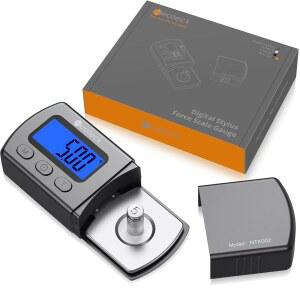 네오텍 디지털 턴테이블 스타일러스 포스 게이지 01G 00G 블루 LCD 백라이트 압력 게이지 5G 무게 가죽 케이스 포함 톤암 포노 카트리지 그레이 정확한 트래킹