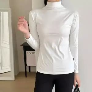 여성 무지 스판 기본 반목 티셔츠 폴라티 목티 F XL
