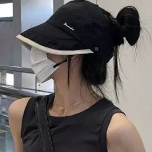 투톤 썬캡 보닛햇 생활방수 와이드챙 밴딩끈 운동모자