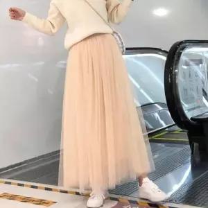 [룽스_65]롱 샤스커트 밴딩 긴치마 데일리 캐주얼룩 1P