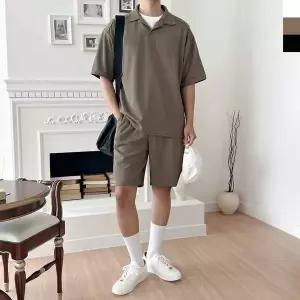 남성 여름 데일리 카라넥 반팔 반바지 세트 반팔세트 여름반팔티