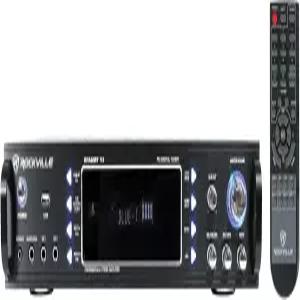 록빌 RPA60BT V2 1000와트 2채널 앰프 믹서 블루투스 USB 마이크 입력 EQ 컨트롤 DJ 및 노래방용