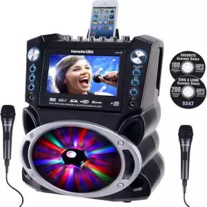 가사가 있는 노래방 기기 디스플레이 7인치 화면 CD+G DVD MP3+G 및 USB LED 디스코 조명이 무선 블루투스