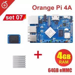 3pcs 세트 OrangePi 4A 4GB64GB eMMC 모듈알루미늄 방열판 단일 보드 컴퓨터