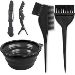 Yexixsr 5Pcs 프로페셔널 살롱 염색 키트, 브러시가 포함된 탈색 제품, 헤어 컬러 볼, 클립