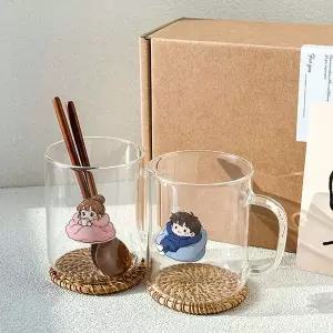 [NS홈쇼핑]귀여운 말랑이 몽글이 일자 내열 유리컵 세트 (라탄)[35958255]