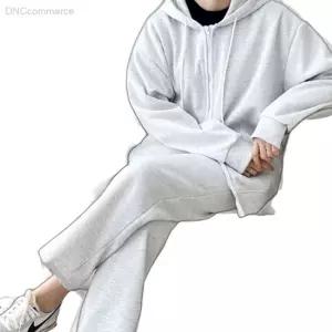 기모 여성 와이드 후드집업 트레이닝 세트 오버핏 투피스 스웨트팬츠